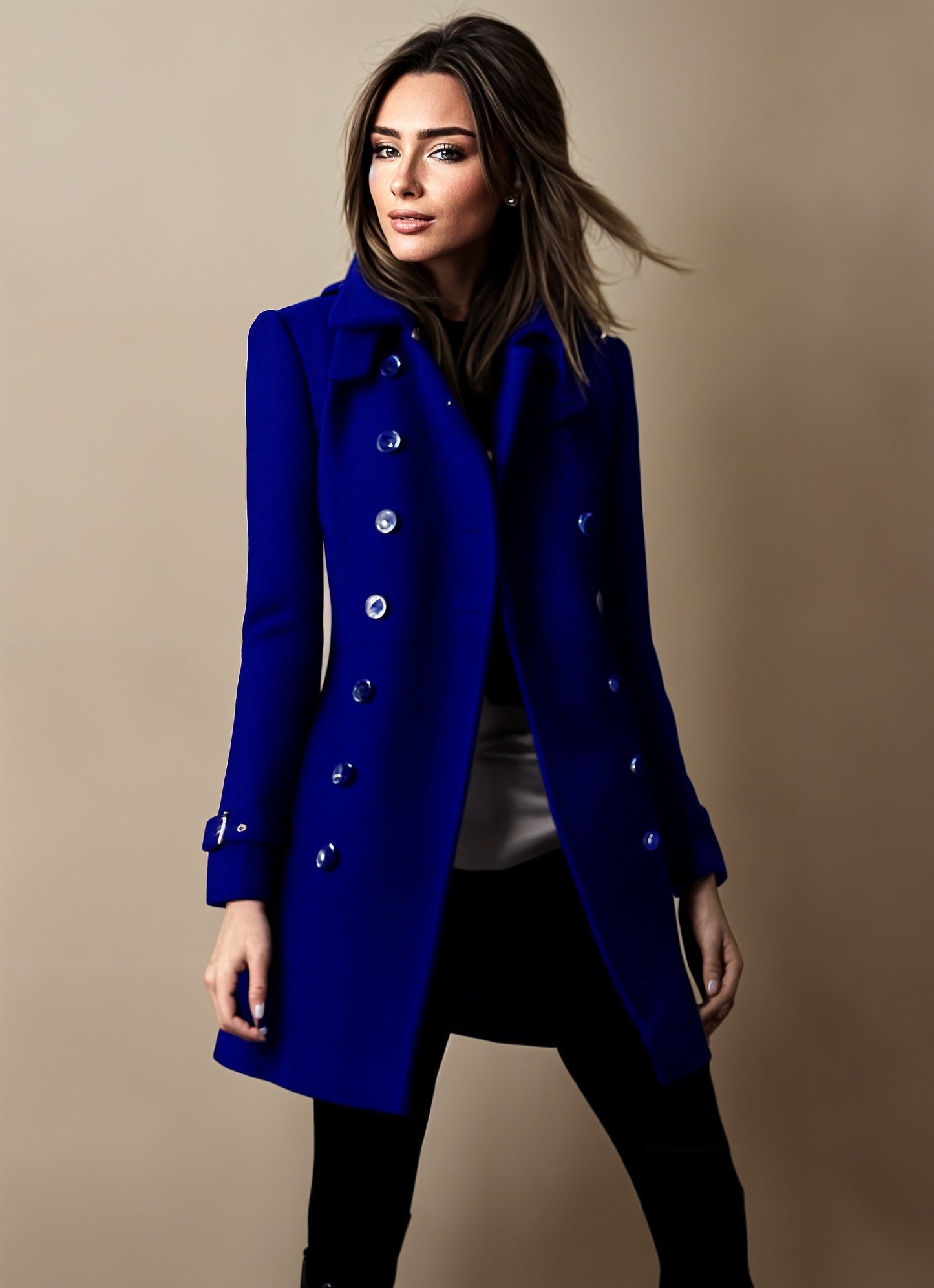 Cappotto donna Carmina lungo con taglio dritto e finiture eleganti, ideale per outfit autunno-inverno sofisticati