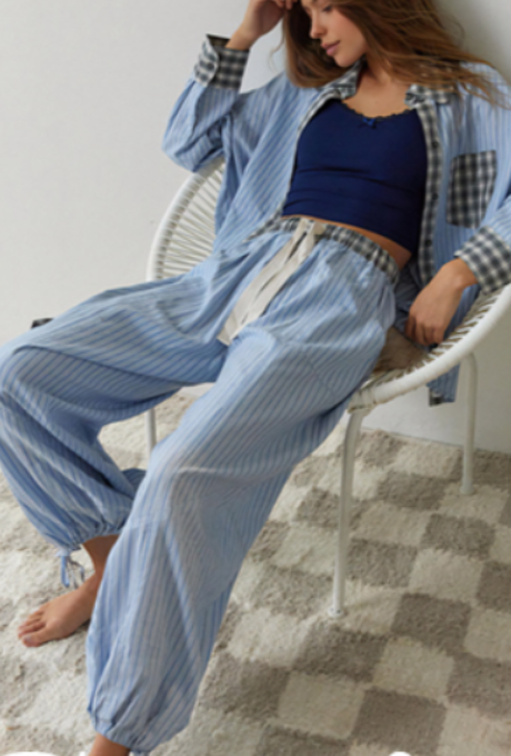 Set pigiama Bianca con pantaloni a quadri e maglia a maniche lunghe