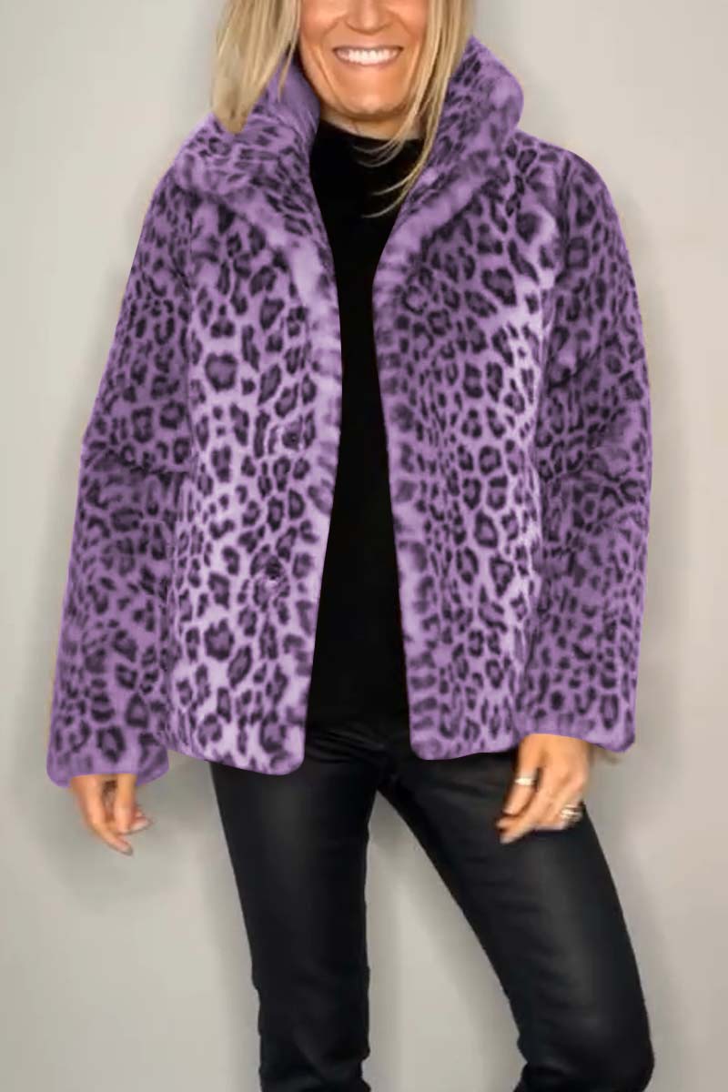 Cappotto corto donna Alessandra in pelliccia ecologica con stampa leopardata