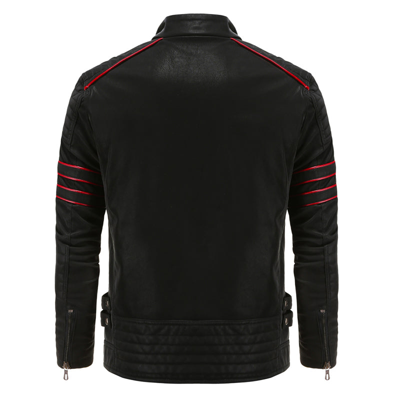 Giacca uomo Enzo in ecopelle stile biker con zip iconica e tasche funzionali, perfetta per outfit casual e audaci