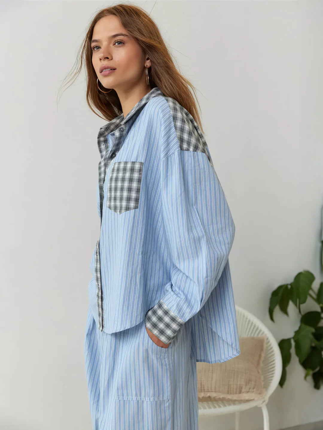 Set pigiama Bianca con pantaloni a quadri e maglia a maniche lunghe