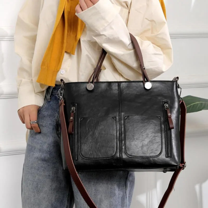 Borsa donna Laura elegante e strutturata, con tasche pratiche e linee raffinate per look urbani sofisticati