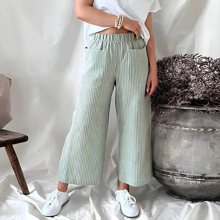 Sophia | Pantaloni a righe con vita alta e vestibilitã comoda