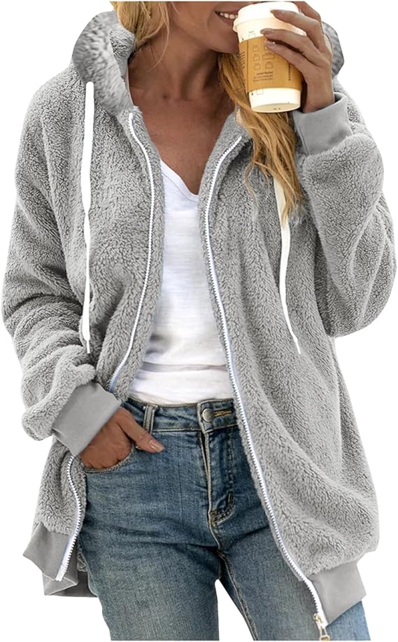 Felpa donna Ileana con cappuccio e zip, taglio ampio e look casual, stile moderno e comodo