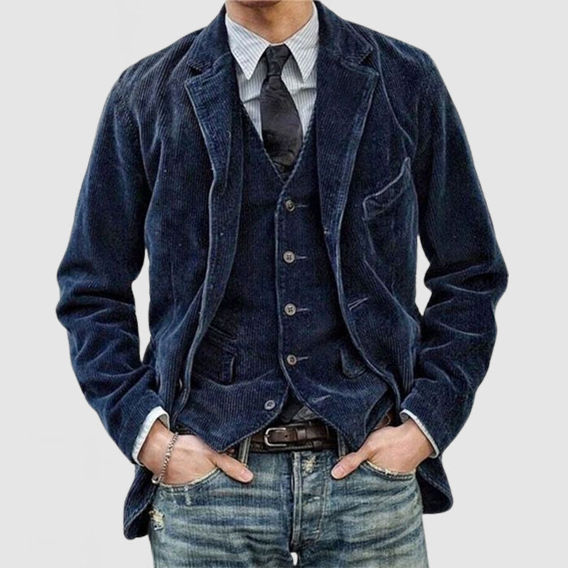 Blazer uomo Etano stile vintage con collo a revers e interno effetto gilet, look elegante e versatile