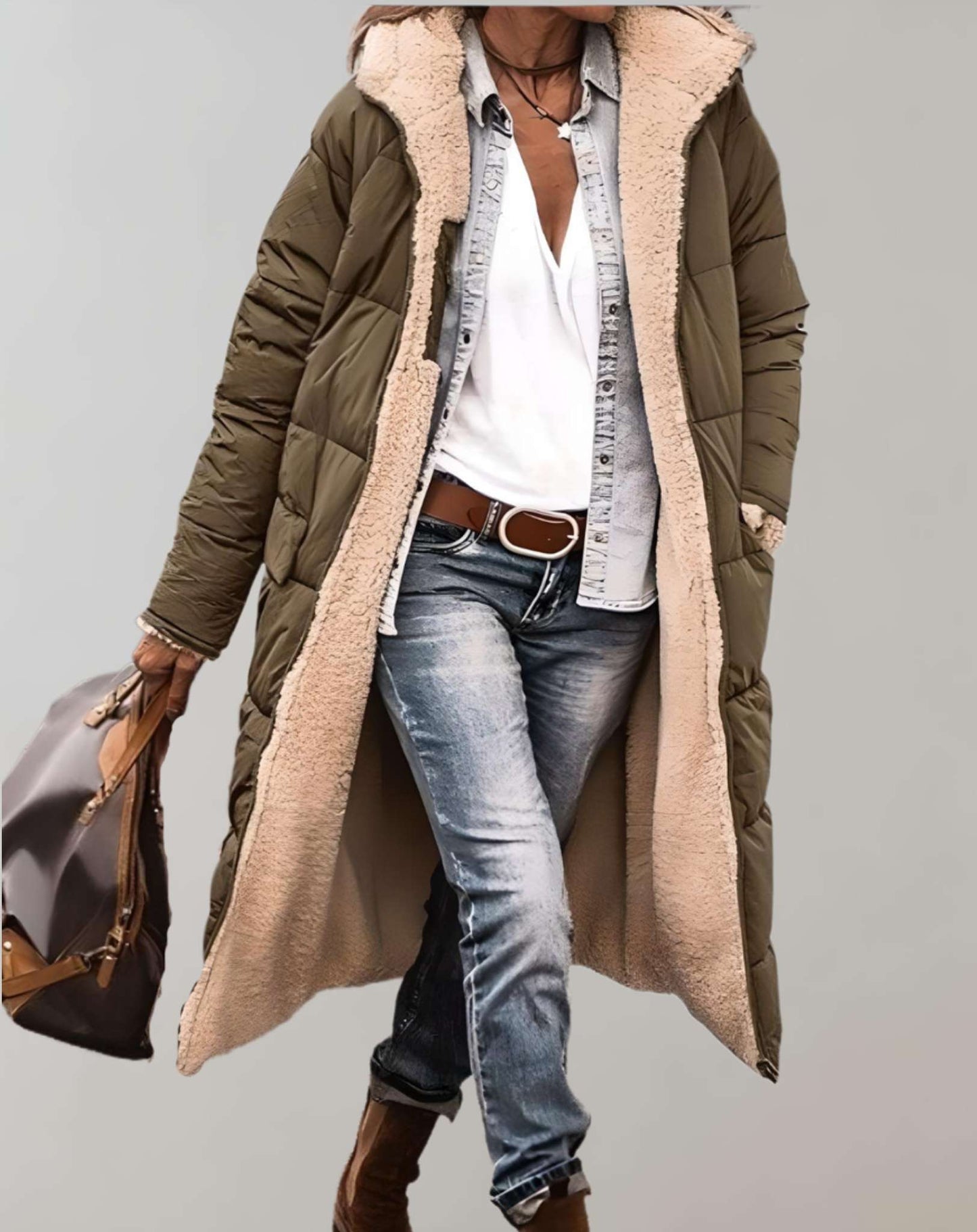 Cappotto lungo donna Giuliana elegante con fodera in pile