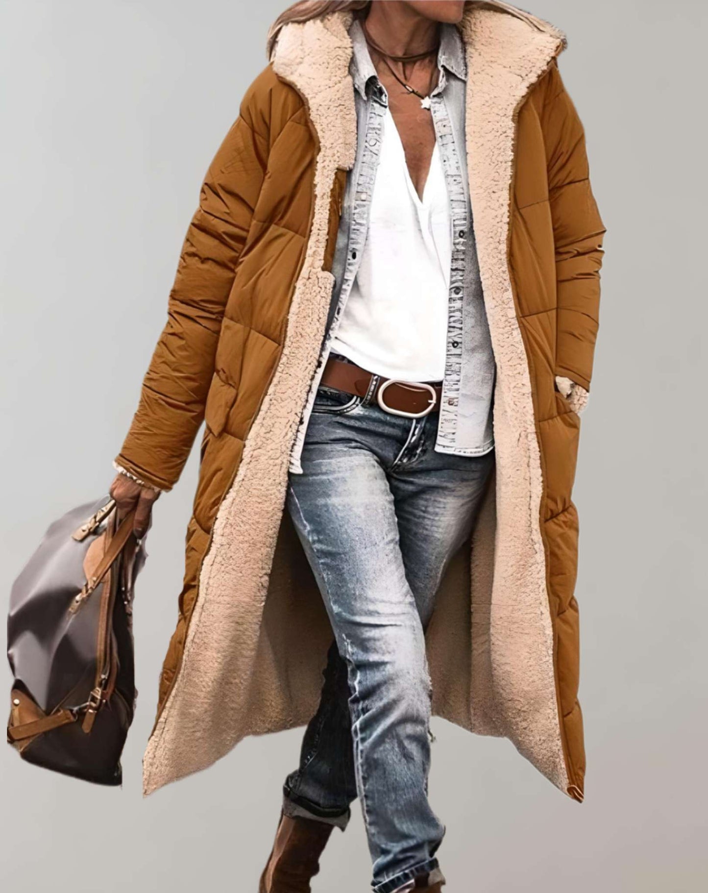 Cappotto lungo donna Giuliana elegante con fodera in pile