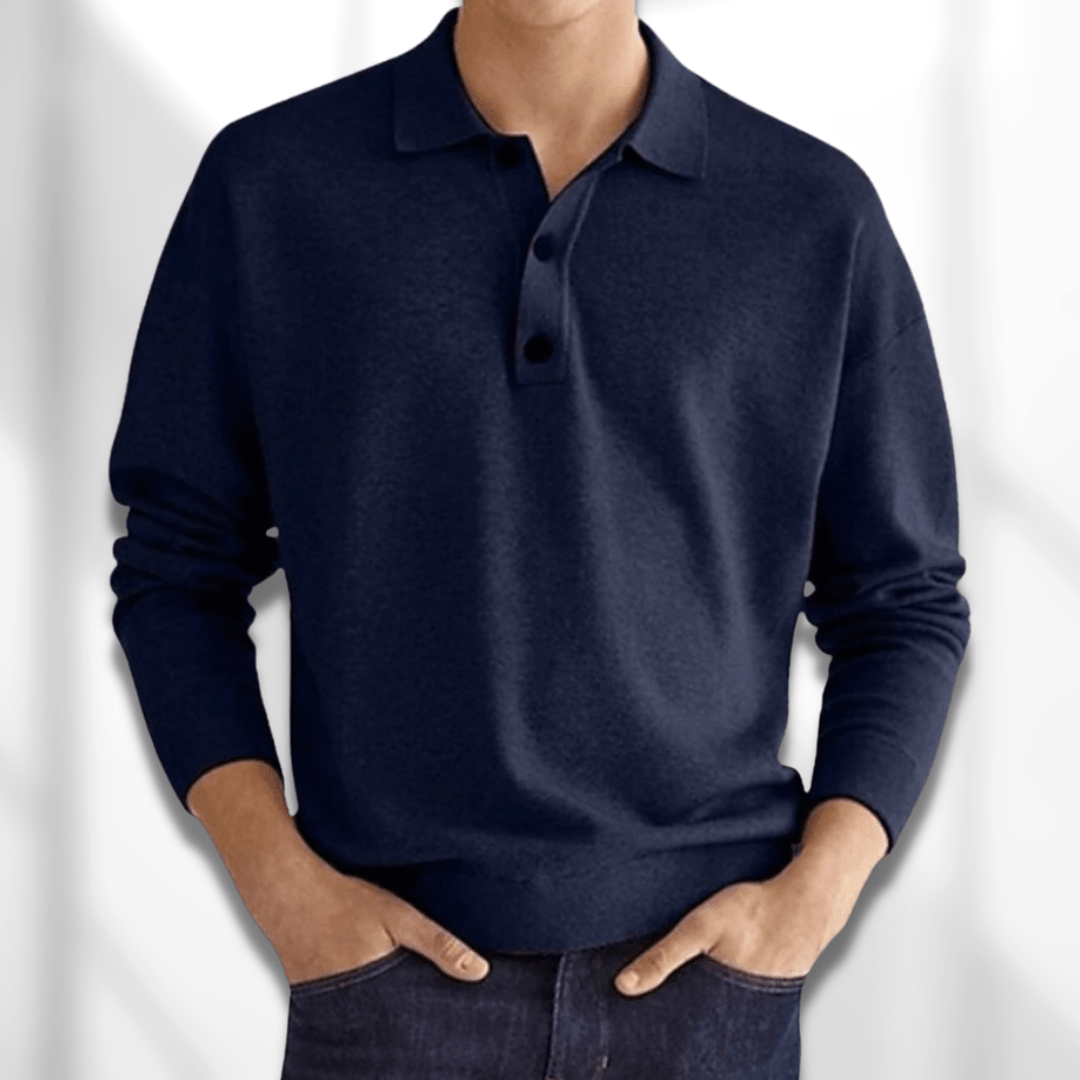 Polo uomo Anselmino elegante con collo a bottoni e linea moderna, look versatile e raffinato