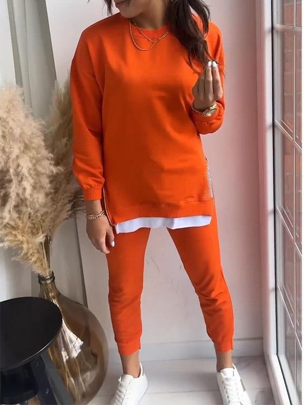 Completo donna Isotta due pezzi con pantaloni fluidi e camicia maniche lunghe effetto patchwork