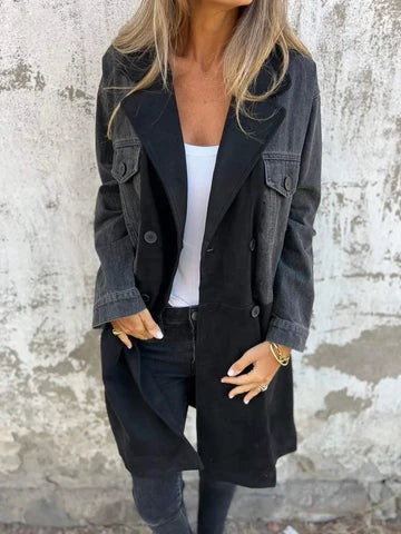 Giacca di jeans Noemi con patchwork e collo definito da donna