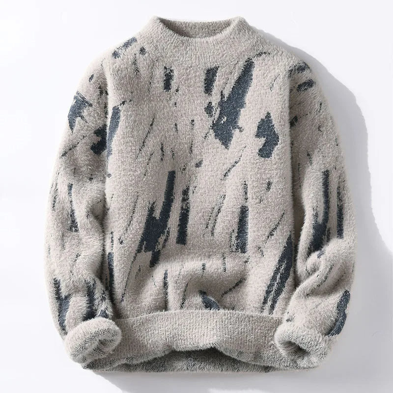 Maglione unisex Eli in pile indossato, look casual e moderno