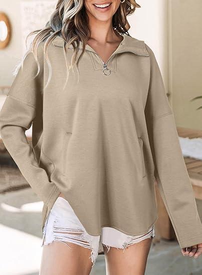 Felpa donna Isabetta con cappuccio e zip corta, vestibilità morbida e design pulito, ideale per look casual autunno-inverno