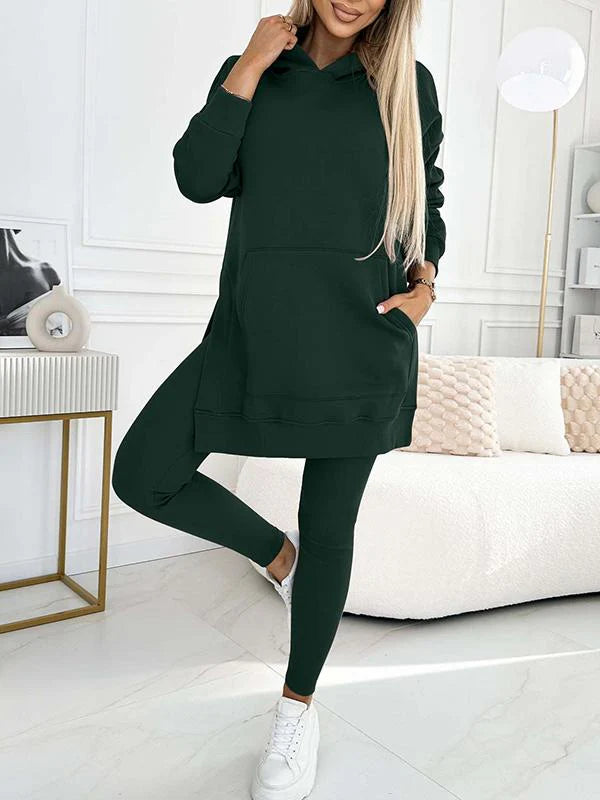 Completo donna Helina con leggings e felpa dal collo alto, silhouette elegante e versatile per outfit autunnali e invernali