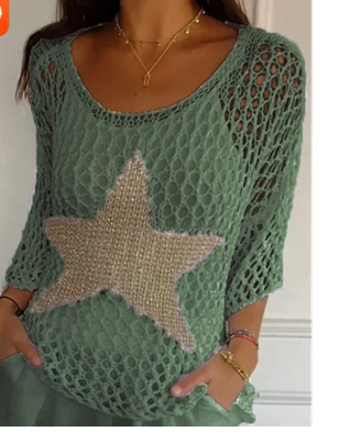 Maglia donna Lia elegante con stampa a stelle delicate su tessuto morbido e confortevole