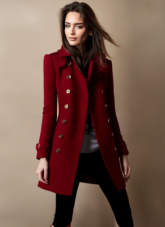 Cappotto donna Carmina lungo con taglio dritto e finiture eleganti, ideale per outfit autunno-inverno sofisticati