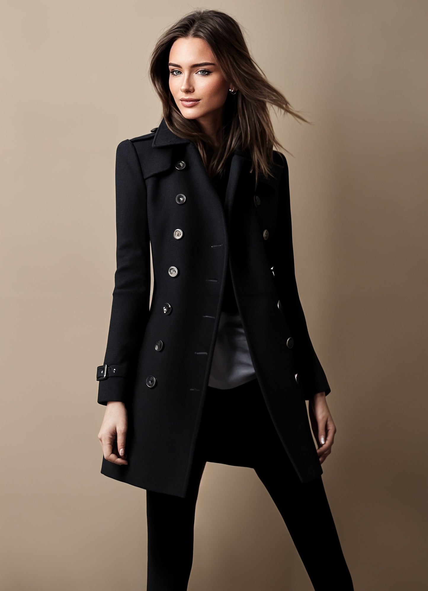 Cappotto donna Carmina lungo con taglio dritto e finiture eleganti, ideale per outfit autunno-inverno sofisticati