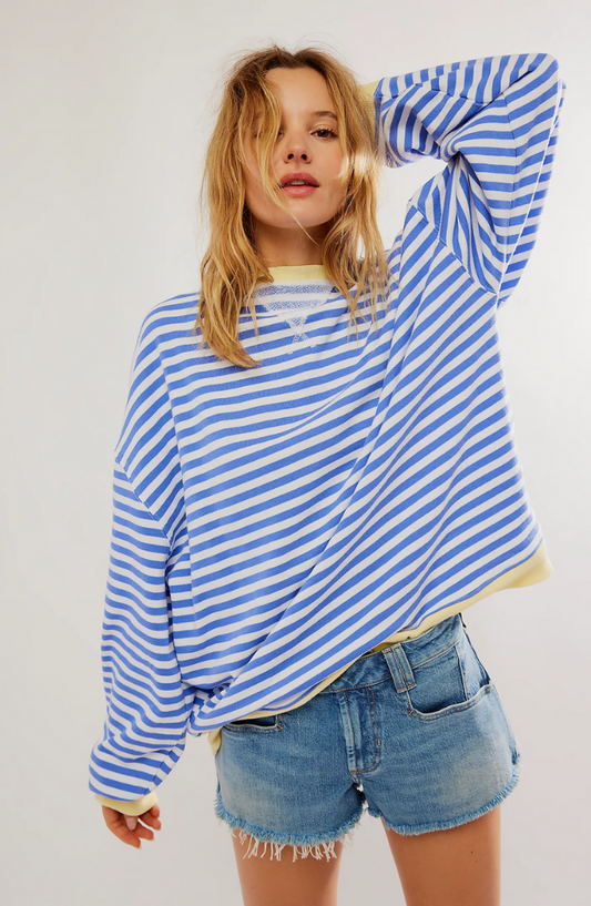 Maglione overTaglia a righe Alessandra in stile italiano casual ed elegante