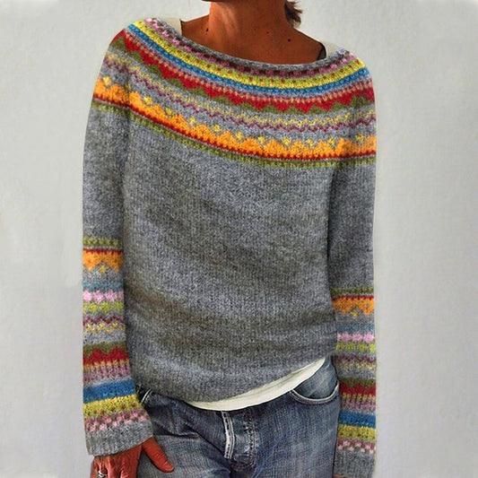 Maglione retrò da donna a maniche lunghe con design unico