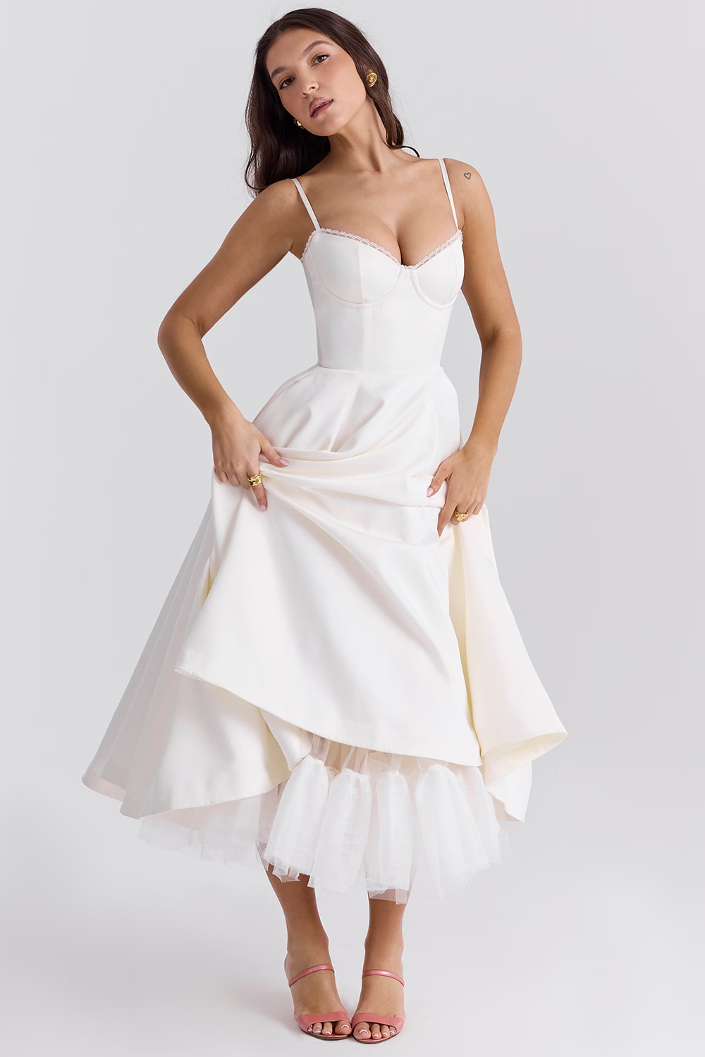 Abito midi Valentina con tulle