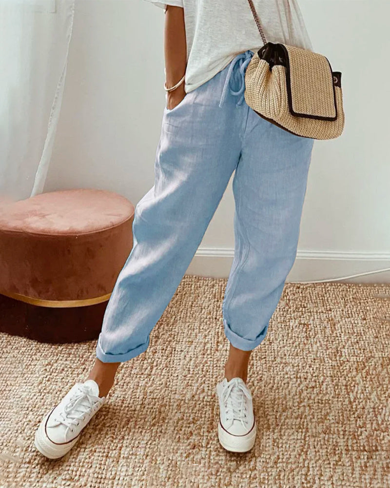 Pantaloni donna Cristina casual leggeri con taglio fluido e design versatile