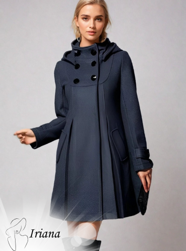 Cappotto lungo donna Irene con colletto strutturato e tasche laterali, ideale per look eleganti e moderni invernali