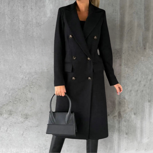 Cappotto donna Liera elegante lungo con bottoni a vista e linea fluida, ideale per look invernali raffinati