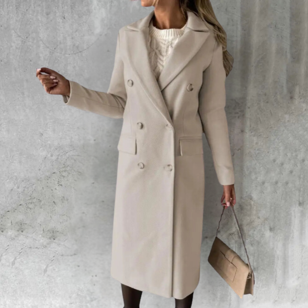 Cappotto donna Liera elegante lungo con bottoni a vista e linea fluida, ideale per look invernali raffinati