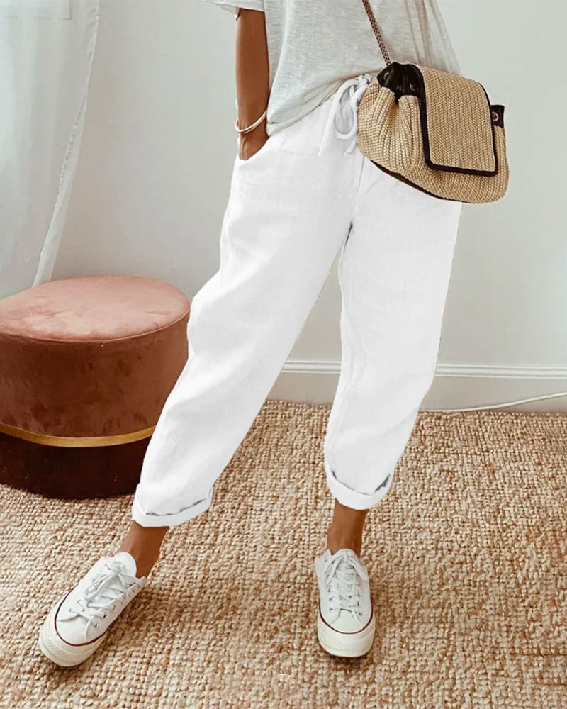 Pantaloni donna Cristina casual leggeri con taglio fluido e design versatile