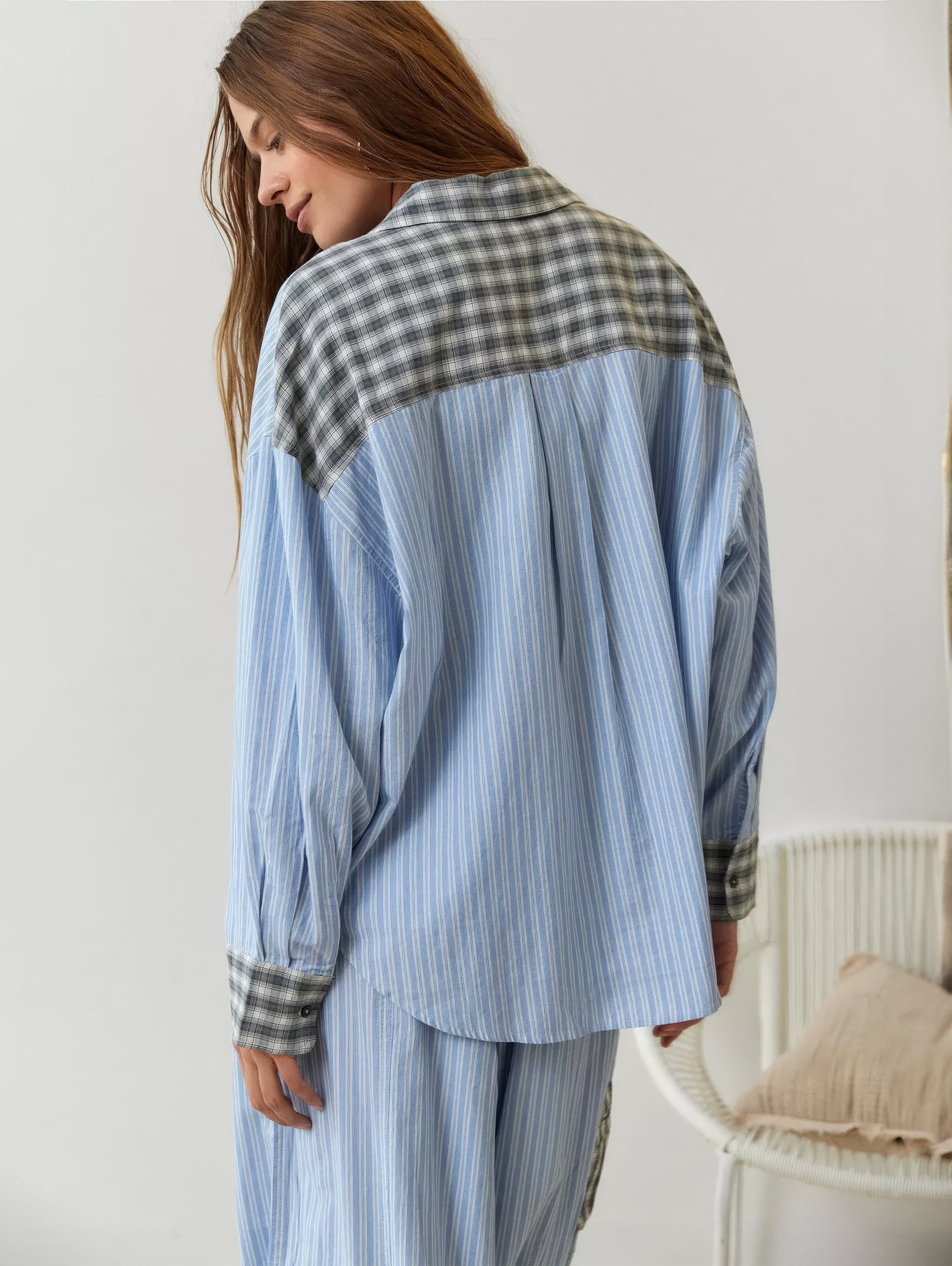 Set pigiama Bianca con pantaloni a quadri e maglia a maniche lunghe