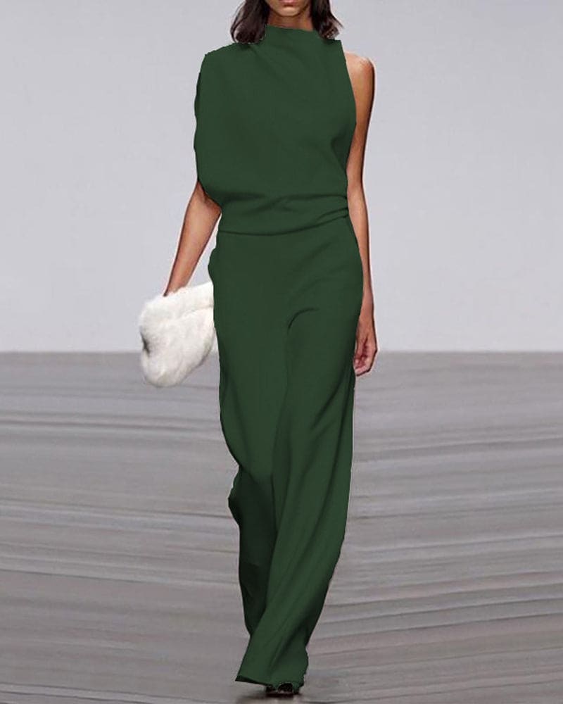 Tuta elegante donna Katia a collo alto, morbida e versatile, ideale per outfit raffinati da giorno e da sera