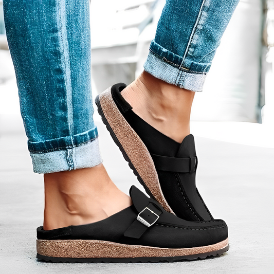 Sandali donna Leda in stile mocassino con tacco