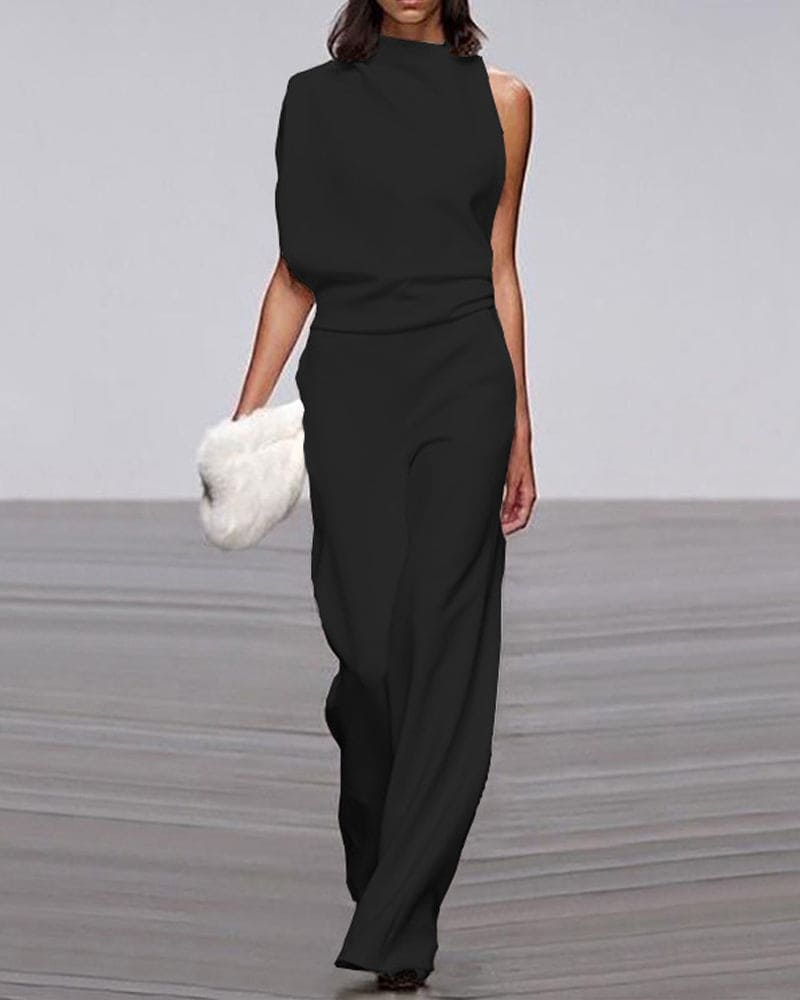 Tuta elegante donna Katia a collo alto, morbida e versatile, ideale per outfit raffinati da giorno e da sera