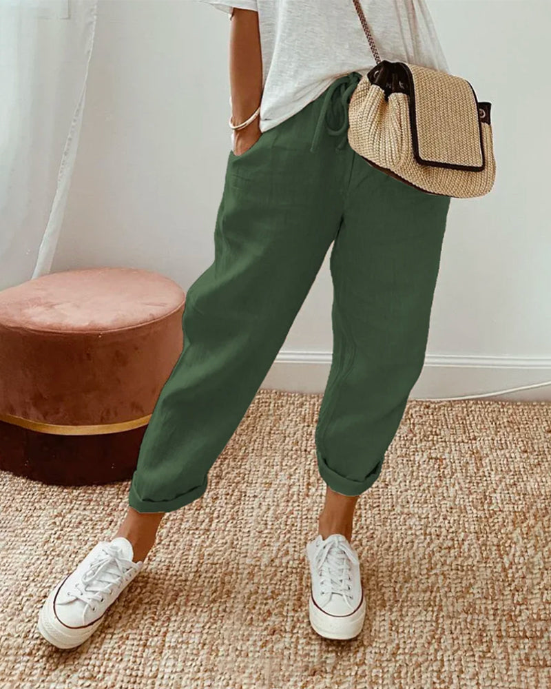 Pantaloni donna Cristina casual leggeri con taglio fluido e design versatile