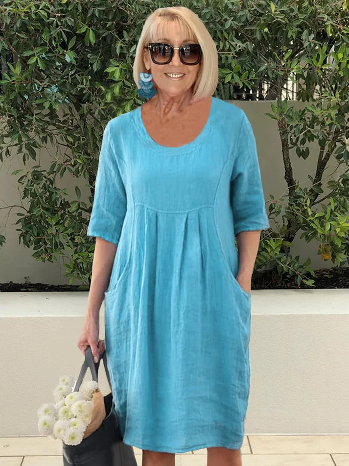 Hanna | Abito lungo oversize in cotone con tasche eleganti