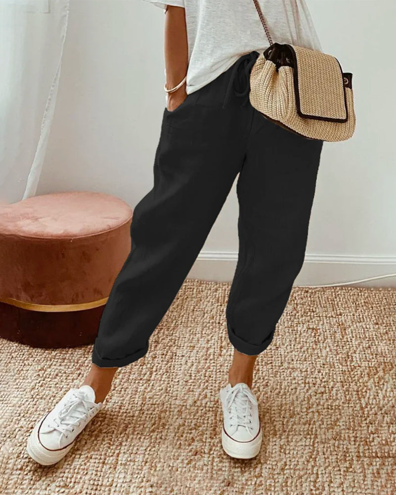 Pantaloni donna Cristina casual leggeri con taglio fluido e design versatile