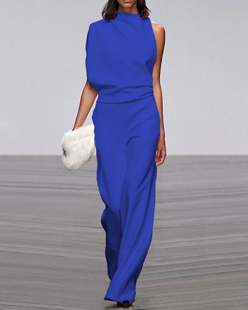 Tuta elegante donna Katia a collo alto, morbida e versatile, ideale per outfit raffinati da giorno e da sera