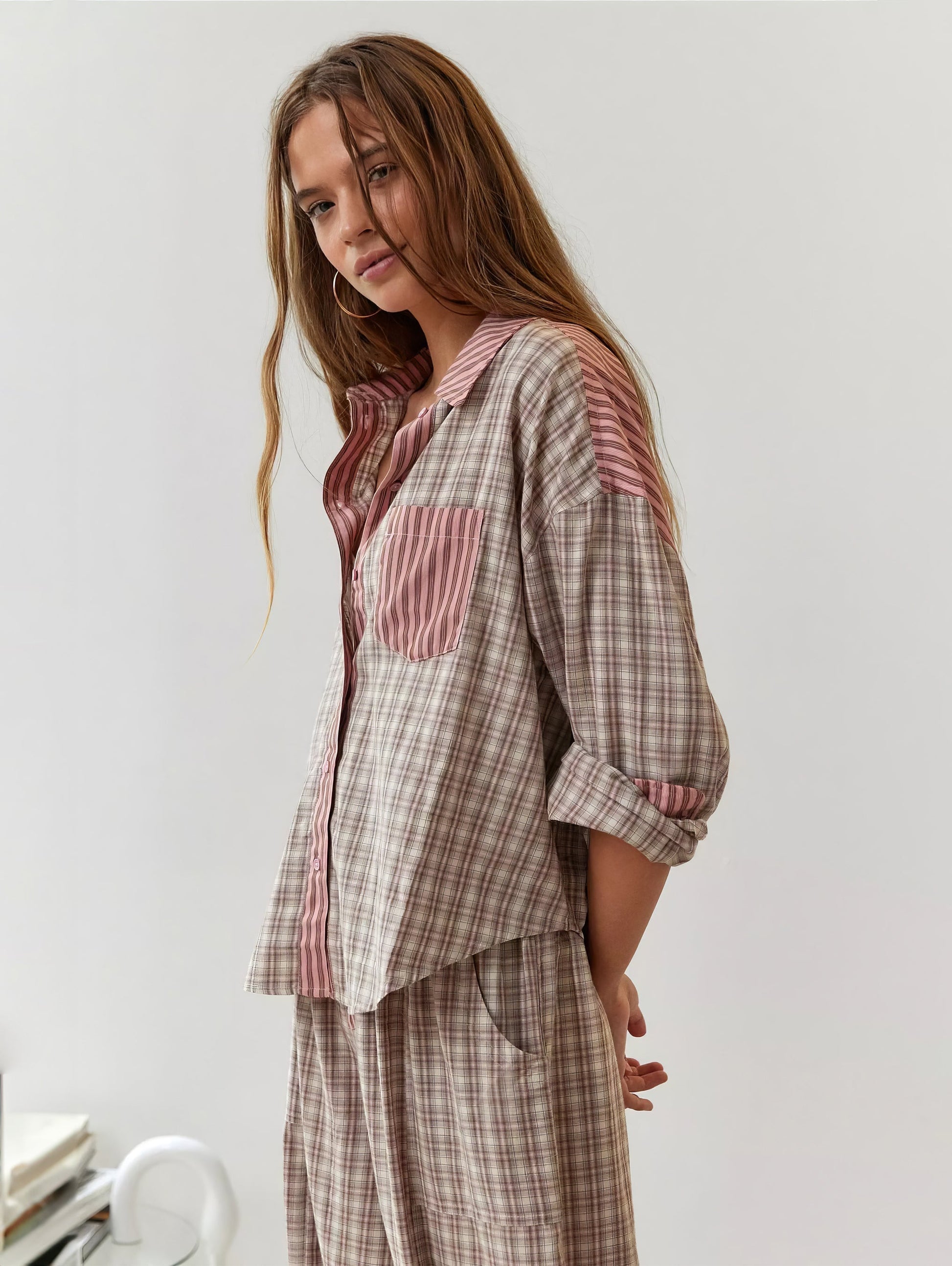 Set pigiama Bianca con pantaloni a quadri e maglia a maniche lunghe
