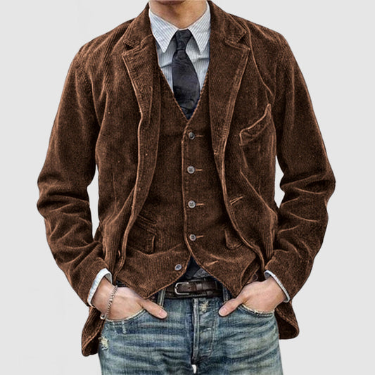 Blazer uomo Etano stile vintage con collo a revers e interno effetto gilet, look elegante e versatile