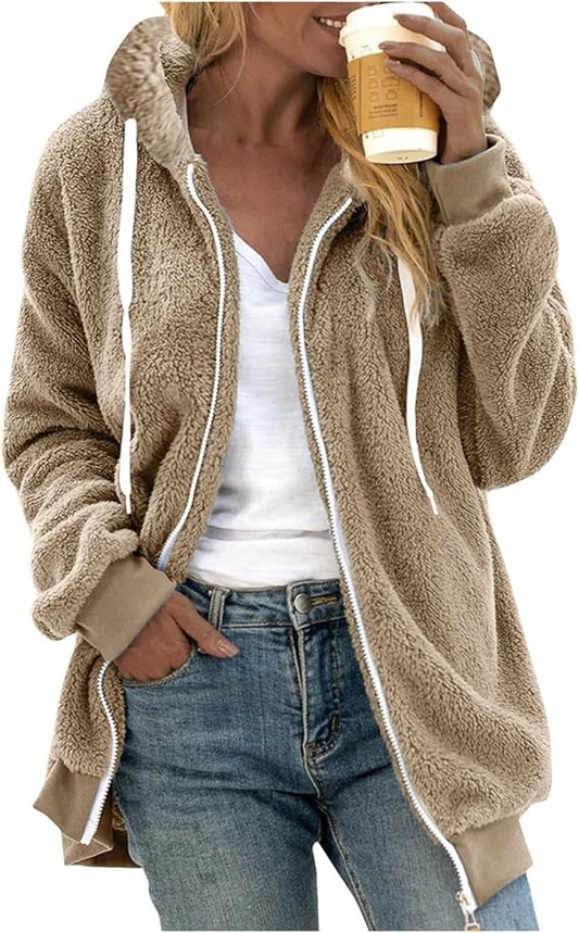 Felpa donna Ileana con cappuccio e zip, taglio ampio e look casual, stile moderno e comodo