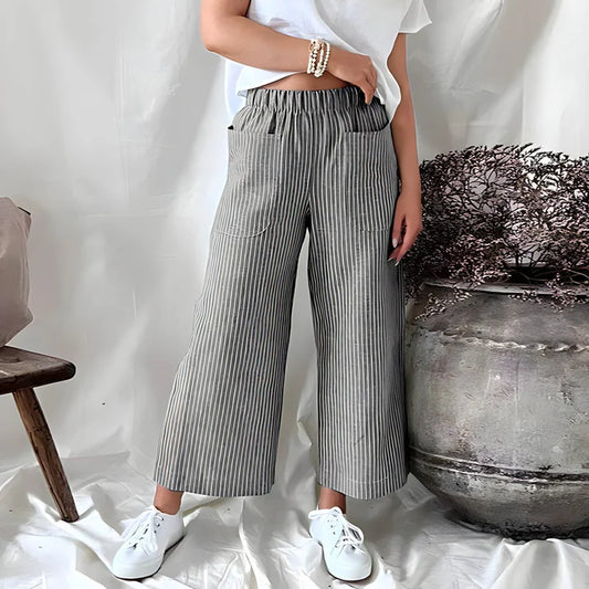 Sophia | Pantaloni a righe con vita alta e vestibilitã comoda