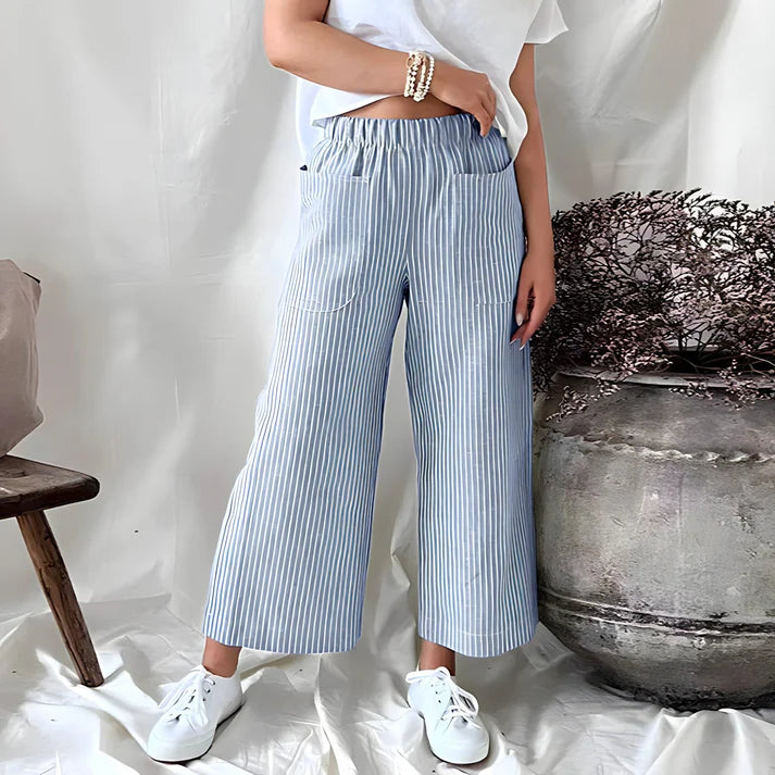 Sophia | Pantaloni a righe con vita alta e vestibilitã comoda