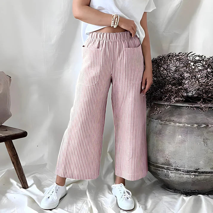 Sophia | Pantaloni a righe con vita alta e vestibilitã comoda