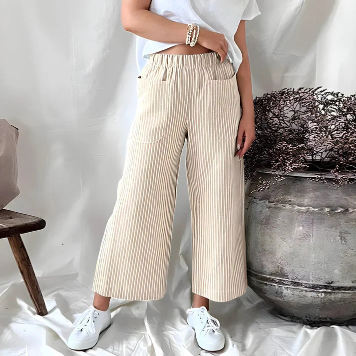Sophia | Pantaloni a righe con vita alta e vestibilitã comoda