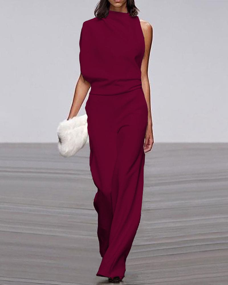 Tuta elegante donna Katia a collo alto, morbida e versatile, ideale per outfit raffinati da giorno e da sera