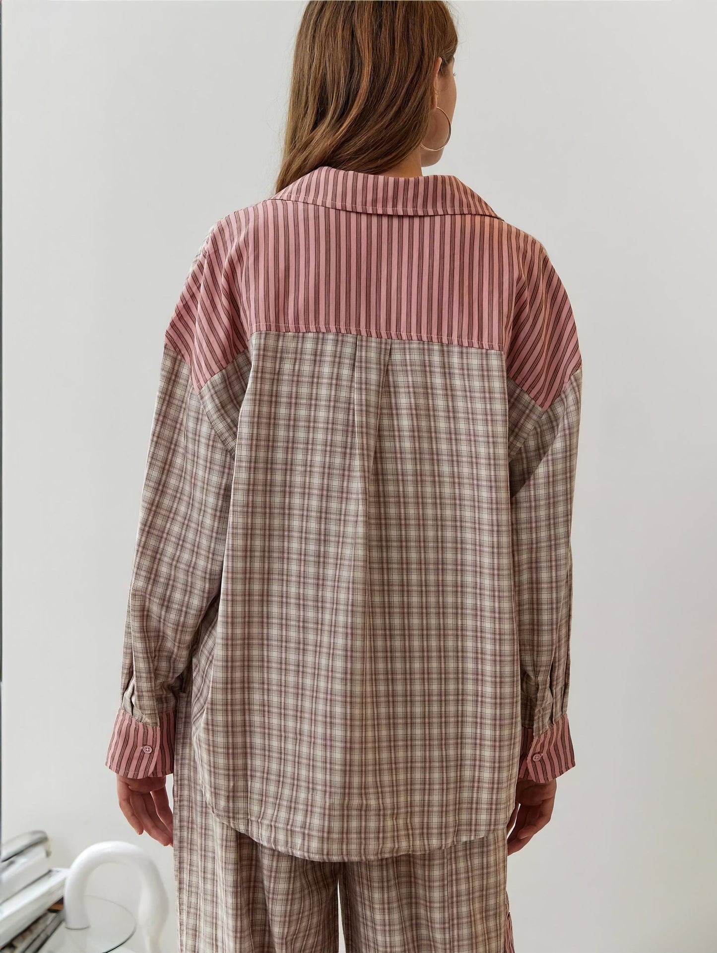 Set pigiama Bianca con pantaloni a quadri e maglia a maniche lunghe