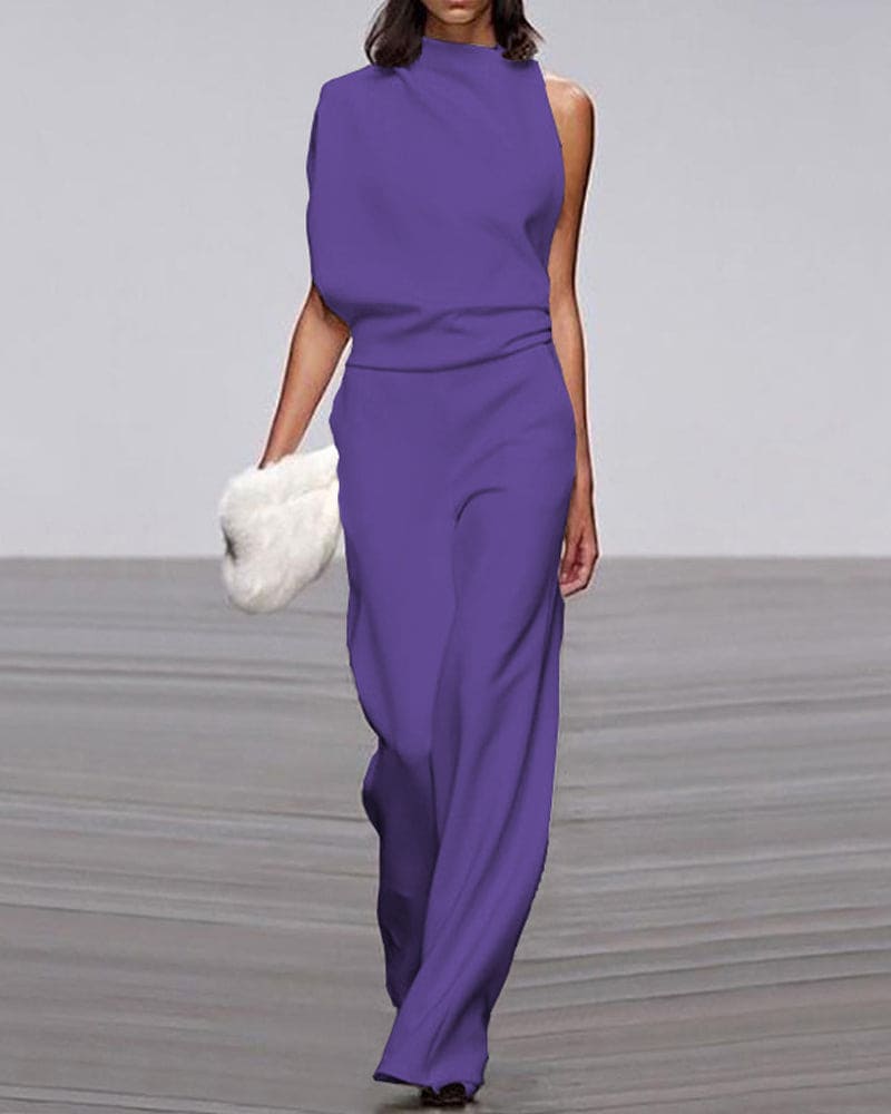 Tuta elegante donna Katia a collo alto, morbida e versatile, ideale per outfit raffinati da giorno e da sera