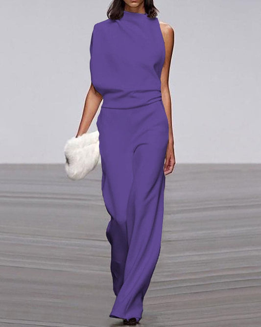 Tuta elegante donna Katia a collo alto, morbida e versatile, ideale per outfit raffinati da giorno e da sera