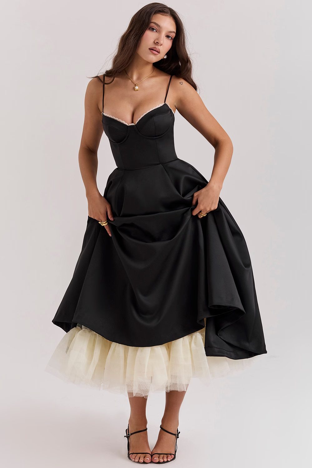 Abito midi Valentina con tulle