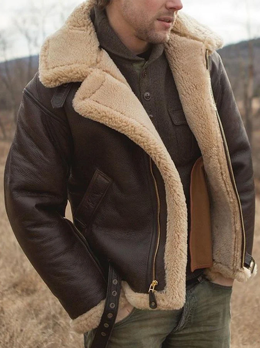 Giacca uomo Mauro effetto pelle con interno in pile morbido, colletto classico e tasche capienti, perfetta per look autunnali e invernali