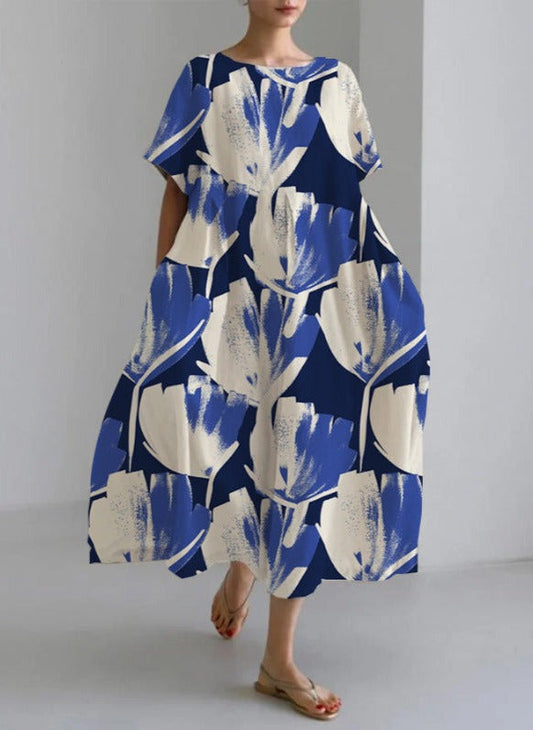Abito da donna lungo in tessuto leggero, casual ed elegante